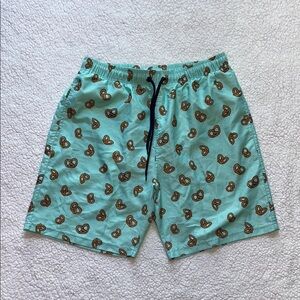 Aqua Pretzel Pattern Men's Swim Trunks